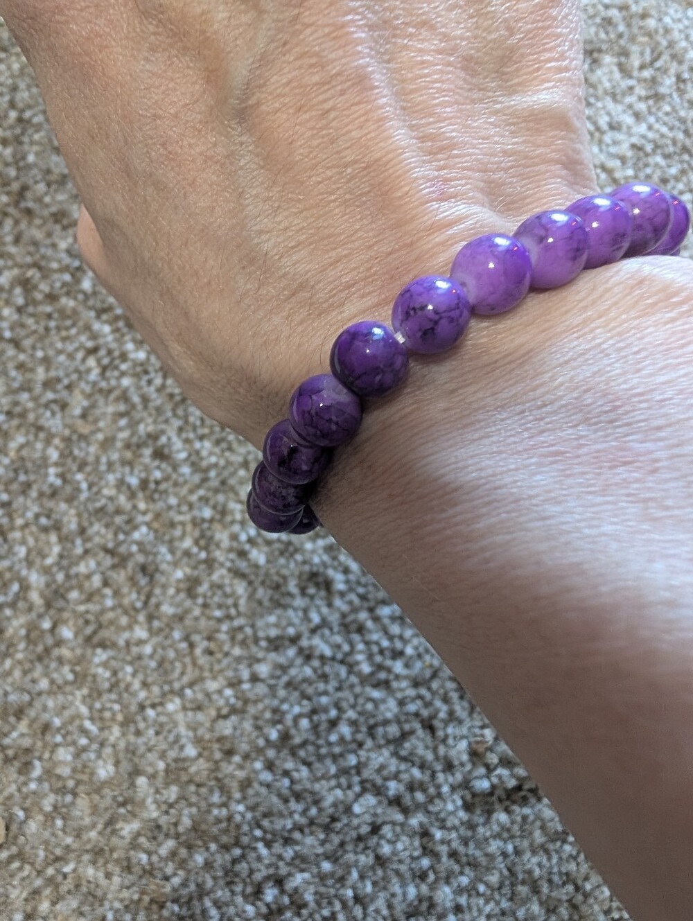 Purple Beaded Stretch Bracelet Sagitite- Women Jewelry